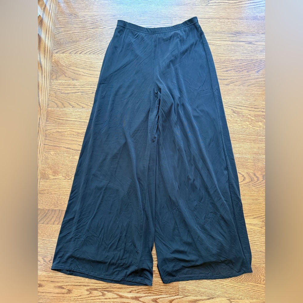 TADASHI SHOJI Collection Black Palazzo Pants Wide Leg Sheer Overlay High Waist S